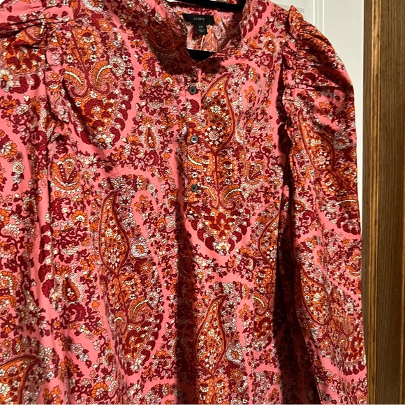 J. Crew NWT- Puff Sleeve Top in Paisley Women's Size 2XL - Picture 5 of 7